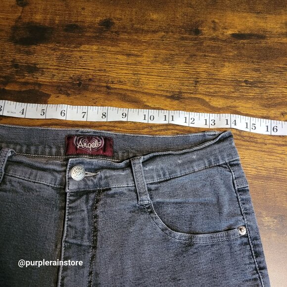 Vtg Angel Jeans 11 Skinny Flare Mid Rise Tummy Control Charcoal Stretch 90's Y2k - Picture 6 of 11